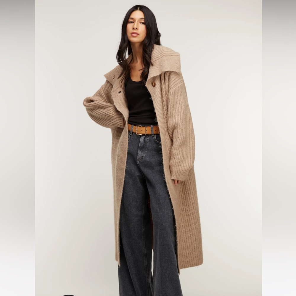 OAK + FORT Long Brown Knit Cardigan
